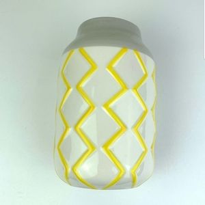 SALE | Light Gray, Yellow, White ZigZag Vase
